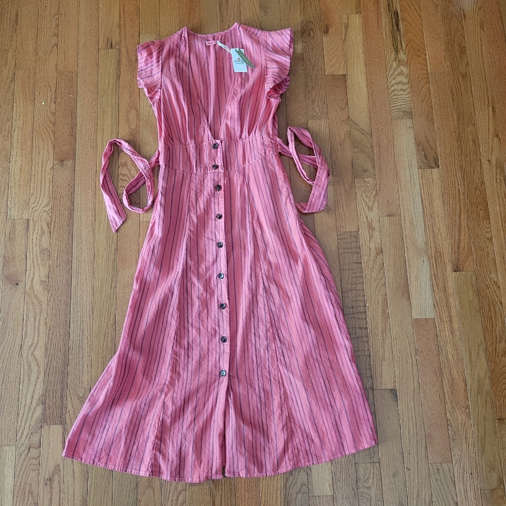 Marine Layer Pink Striped Midi Dress